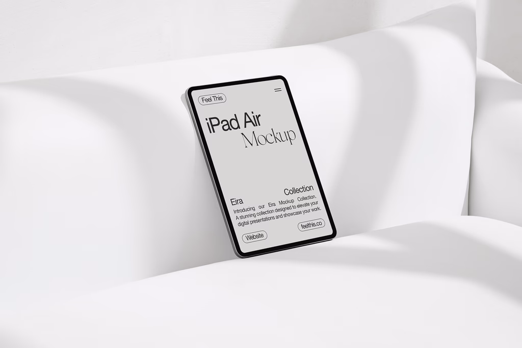 iPad Air mockup on white sofa white