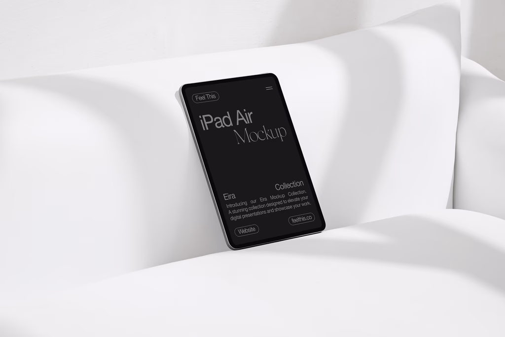 iPad Air mockup on white sofa